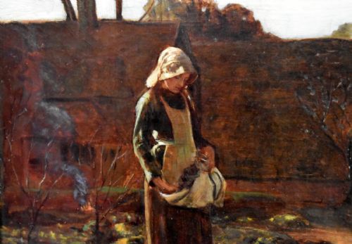 LIFTING TURNIPS OIL PAINTING BY LANCE CALKIN 18591936 - ADDITIONAL PHOTO 3