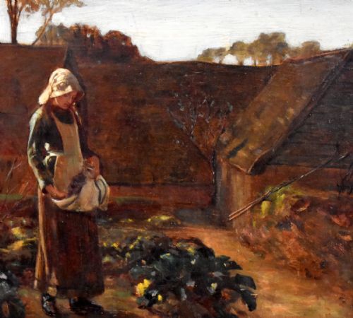 LIFTING TURNIPS OIL PAINTING BY LANCE CALKIN 18591936 - ADDITIONAL PHOTO 5