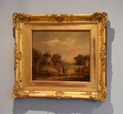 nineteenth century landscape oil painting - CATEGORY: ANTIQUE ART - DATED REGENCY
