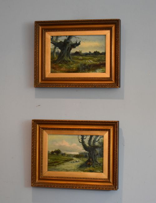 PAIR OF SMALL EDWARDIAN LANDSCAPE OIL PAINTINGS - ADDITIONAL PHOTO 1