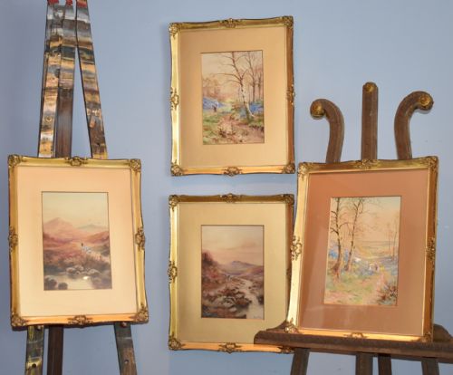 set of four victorian watercolours by joseph halford ross - CATEGORY: ANTIQUE ART - DATED 1900
