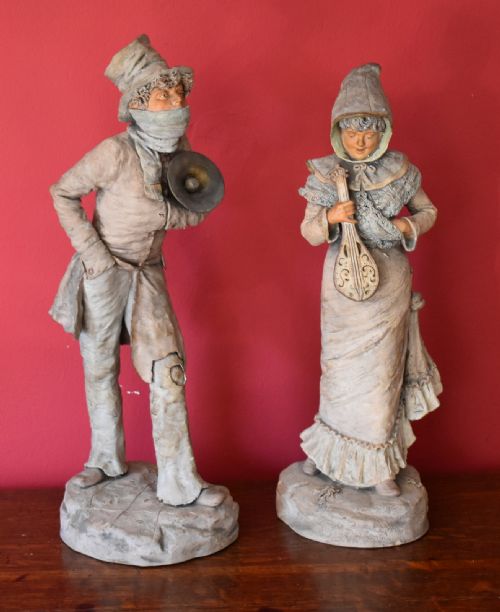 pair of terracotta figures of musicians - CATEGORY: ANTIQUE CERAMICS - DATED 1900
