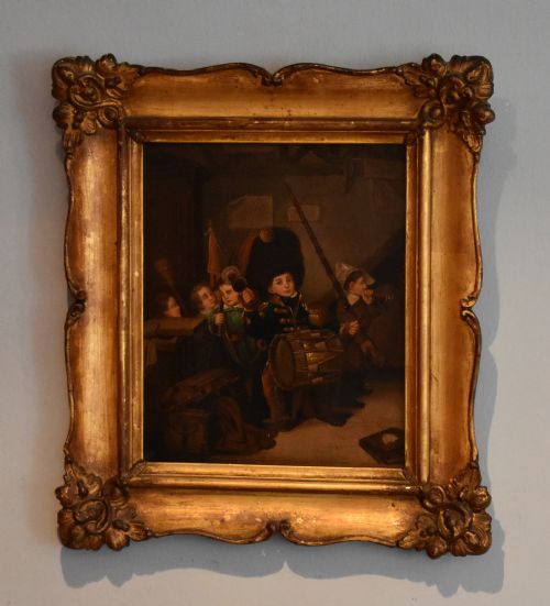 PAIR OF OIL PAINTINGS OF CHILDREN PLAYING SOLDIERS - ADDITIONAL PHOTO 3