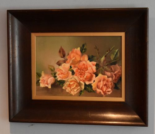 edwardian still life oil of roses - CATEGORY: ANTIQUE ART - DATED EDWARDIAN