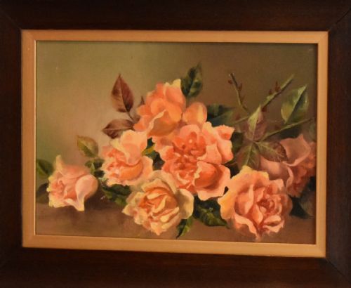 EDWARDIAN STILL LIFE OIL OF ROSES - ADDITIONAL PHOTO 1