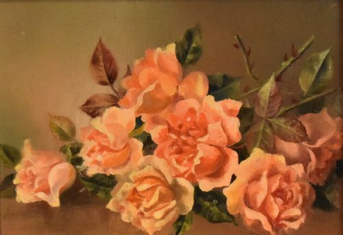 EDWARDIAN STILL LIFE OIL OF ROSES - ADDITIONAL PHOTO 2