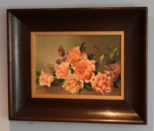 EDWARDIAN STILL LIFE OIL OF ROSES - ADDITIONAL PHOTO 3