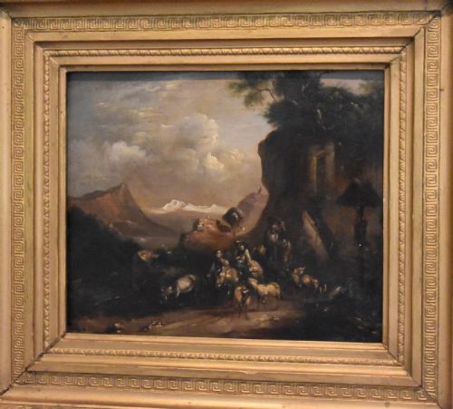 OIL PAINTING 'TRAVELLERS ON A MOUNTAIN PASS' - ADDITIONAL PHOTO 2