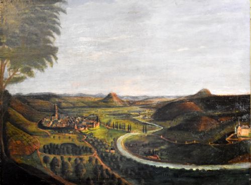 GEORGIAN VIEW OF A TOWN LANDSCAPE OIL PAINTING - ADDITIONAL PHOTO 2