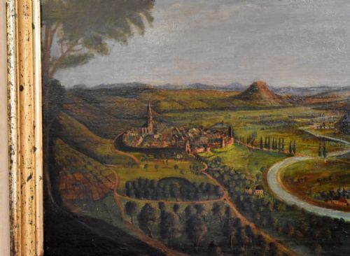 GEORGIAN VIEW OF A TOWN LANDSCAPE OIL PAINTING - ADDITIONAL PHOTO 3
