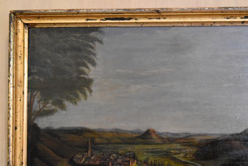 GEORGIAN VIEW OF A TOWN LANDSCAPE OIL PAINTING - ADDITIONAL PHOTO 4
