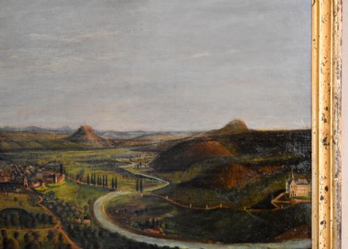 GEORGIAN VIEW OF A TOWN LANDSCAPE OIL PAINTING - ADDITIONAL PHOTO 5