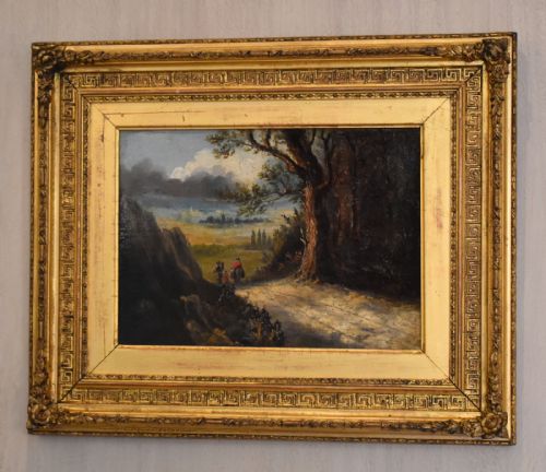 travellers on the road oil painting - CATEGORY: ANTIQUE ART - DATED 1800