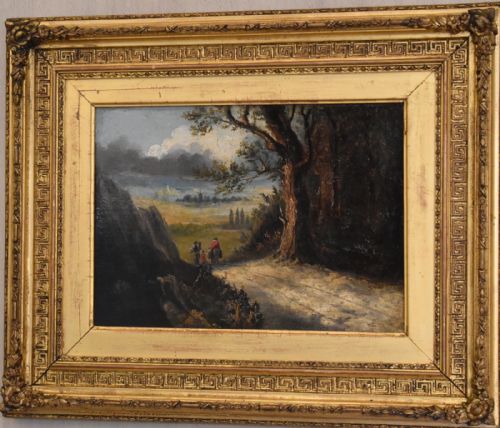 TRAVELLERS ON THE ROAD OIL PAINTING - ADDITIONAL PHOTO 1