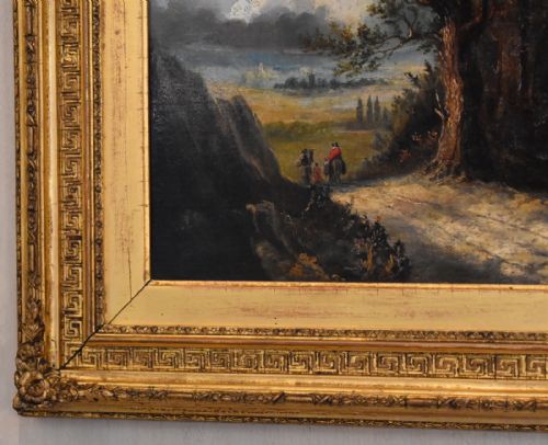 TRAVELLERS ON THE ROAD OIL PAINTING - ADDITIONAL PHOTO 3