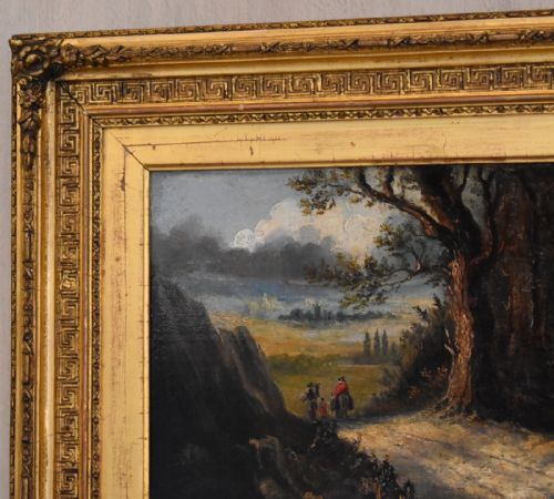 TRAVELLERS ON THE ROAD OIL PAINTING - ADDITIONAL PHOTO 4