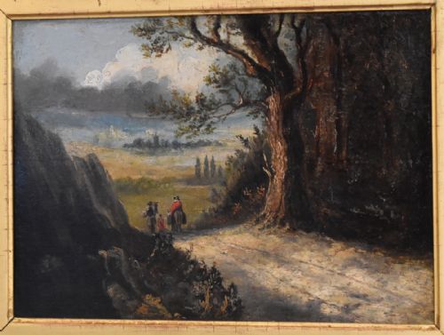 TRAVELLERS ON THE ROAD OIL PAINTING - ADDITIONAL PHOTO 5