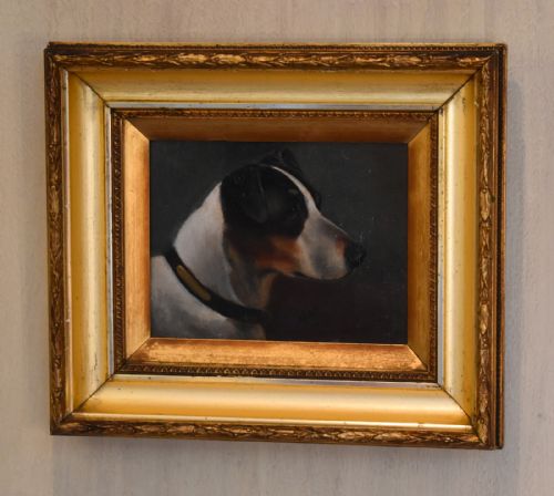 OIL PAINTING OF A TERRIER BY WALTER HERBERT WHEELER - ADDITIONAL PHOTO 1