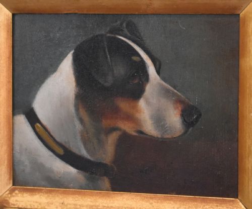 OIL PAINTING OF A TERRIER BY WALTER HERBERT WHEELER - ADDITIONAL PHOTO 3