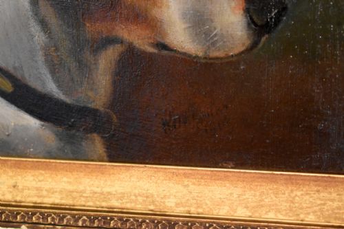 OIL PAINTING OF A TERRIER BY WALTER HERBERT WHEELER - ADDITIONAL PHOTO 4