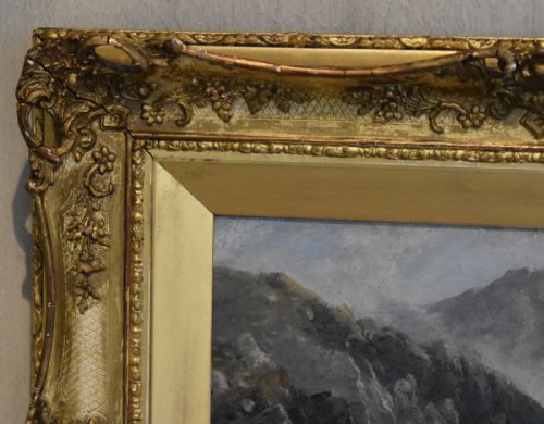FINE VICTORIAN MOUNTAINOUS LANDSCAPE OIL PAINTING - ADDITIONAL PHOTO 7