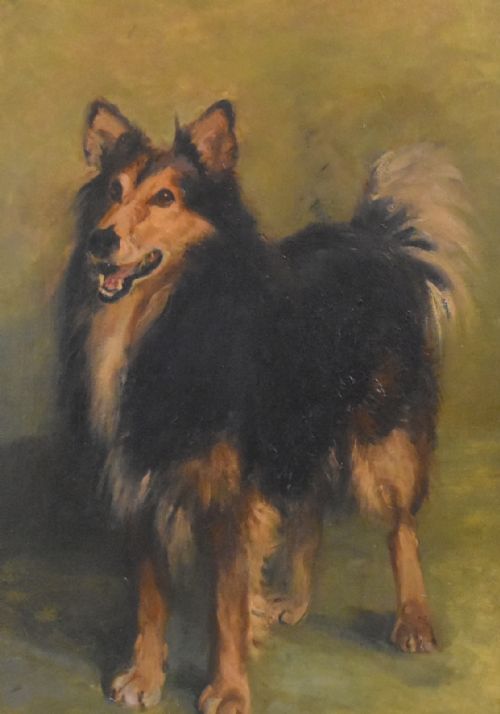 LARGE OIL PAINTING OF A COLLIE DOG BY MADELINE GRAHAM BARKER - ADDITIONAL PHOTO 3