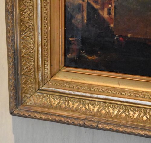 ITALIAN CITY AT NIGHTFALL OIL PAINTING - ADDITIONAL PHOTO 6