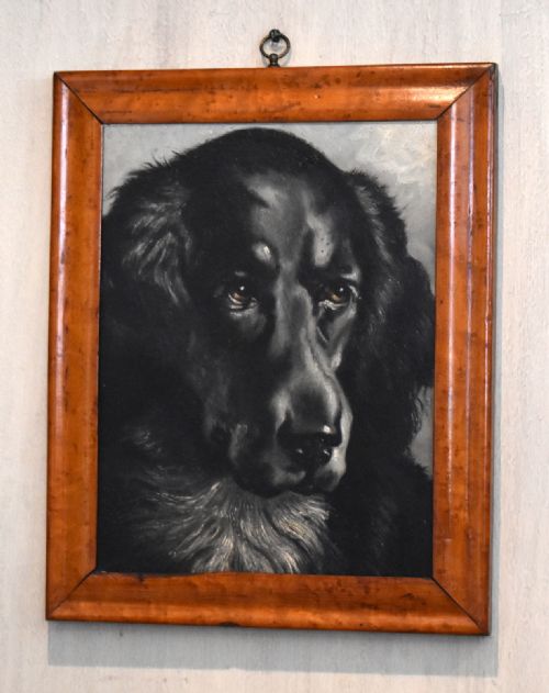 'black dog' oil painting - CATEGORY: ANTIQUE ART - DATED 1880