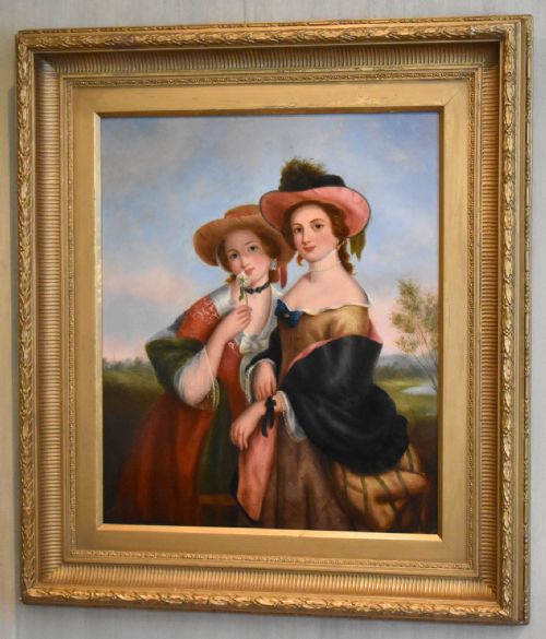 VICTORIAN OIL PAINTING OF TWO LADIES - ADDITIONAL PHOTO 1