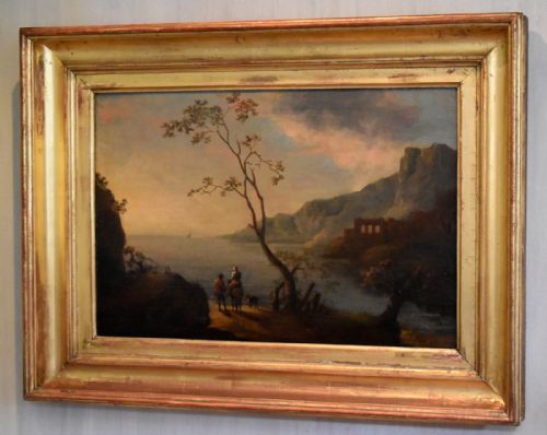 EIGHTEENTH CENTURY ITALIANATE LANDSCAPE OIL PAINTING - ADDITIONAL PHOTO 1