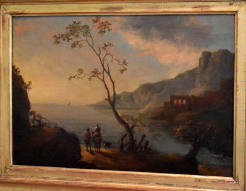 EIGHTEENTH CENTURY ITALIANATE LANDSCAPE OIL PAINTING - ADDITIONAL PHOTO 4
