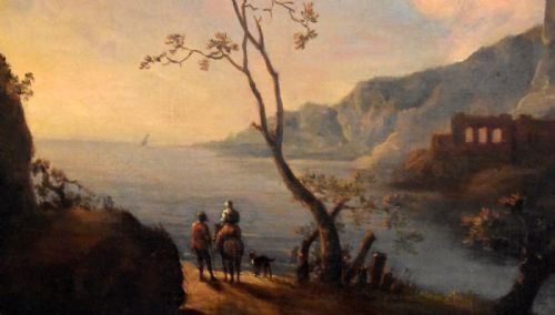 EIGHTEENTH CENTURY ITALIANATE LANDSCAPE OIL PAINTING - ADDITIONAL PHOTO 5