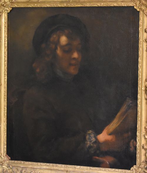 'YOUNG MAN READING' OIL PAINTING AFTER REMBRANDT - ADDITIONAL PHOTO 4