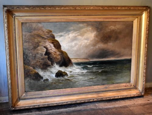 HUGE VICTORIAN COASTAL LANDSCAPE OIL PAINTING BY FWPIKE - ADDITIONAL PHOTO 1