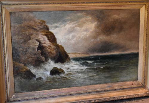 HUGE VICTORIAN COASTAL LANDSCAPE OIL PAINTING BY FWPIKE - ADDITIONAL PHOTO 2