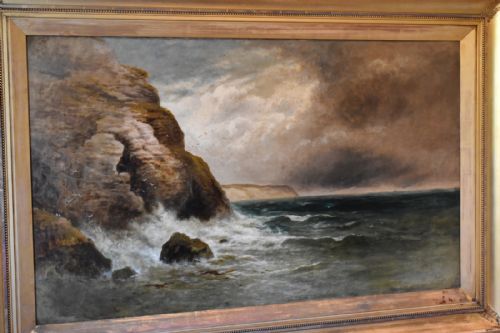 HUGE VICTORIAN COASTAL LANDSCAPE OIL PAINTING BY FWPIKE - ADDITIONAL PHOTO 3
