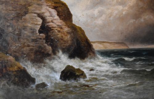 HUGE VICTORIAN COASTAL LANDSCAPE OIL PAINTING BY FWPIKE - ADDITIONAL PHOTO 5