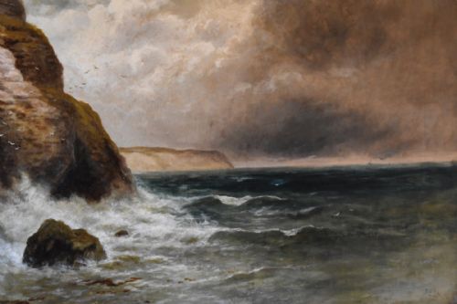 HUGE VICTORIAN COASTAL LANDSCAPE OIL PAINTING BY FWPIKE - ADDITIONAL PHOTO 6
