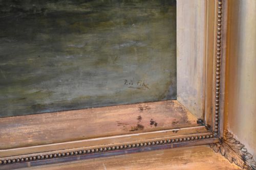 HUGE VICTORIAN COASTAL LANDSCAPE OIL PAINTING BY FWPIKE - ADDITIONAL PHOTO 7