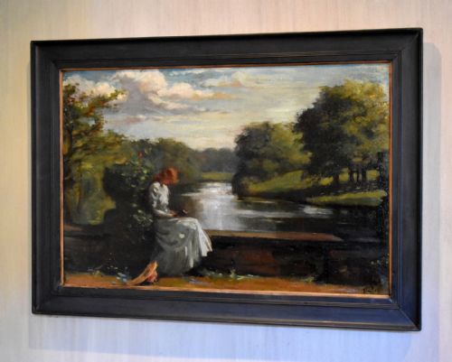 'on the terrace stoneham park' oil painting by faith kenworthy brown - CATEGORY: ANTIQUE ART - DATED EDWARDIAN