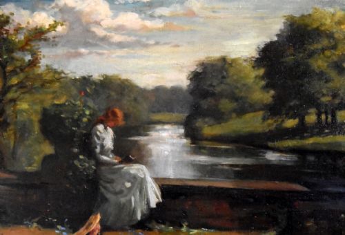 'ON THE TERRACE STONEHAM PARK' OIL PAINTING BY FAITH KENWORTHY BROWN - ADDITIONAL PHOTO 4