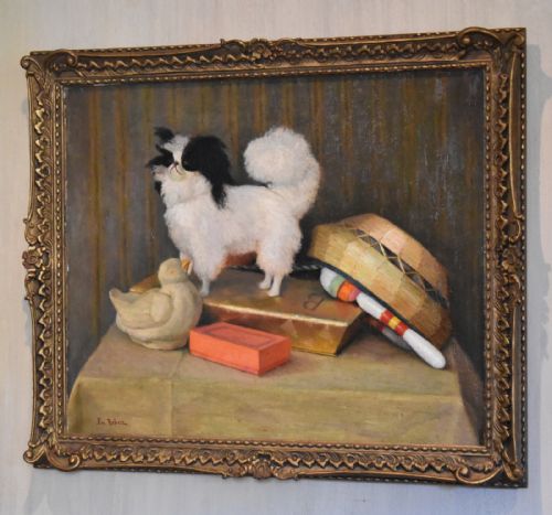 WONDERFUL OIL PAINTING OF A JAPANESE CHIN TOY DOG - ADDITIONAL PHOTO 1
