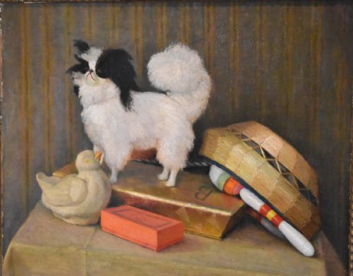 WONDERFUL OIL PAINTING OF A JAPANESE CHIN TOY DOG - ADDITIONAL PHOTO 3
