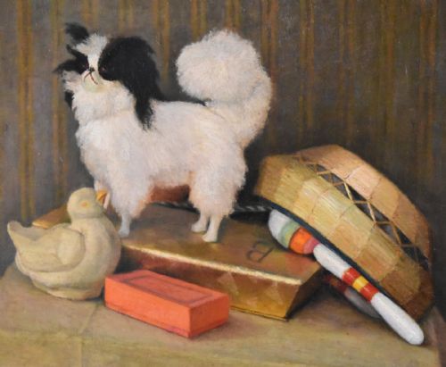 WONDERFUL OIL PAINTING OF A JAPANESE CHIN TOY DOG - ADDITIONAL PHOTO 4
