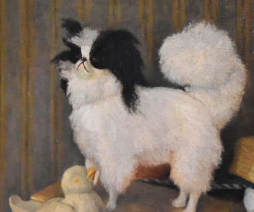 WONDERFUL OIL PAINTING OF A JAPANESE CHIN TOY DOG - ADDITIONAL PHOTO 5