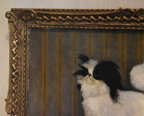 WONDERFUL OIL PAINTING OF A JAPANESE CHIN TOY DOG - ADDITIONAL PHOTO 7
