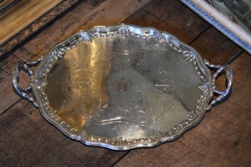 fine elkington silver plate tray - CATEGORY: ANTIQUE SILVER - DATED VICTORIAN