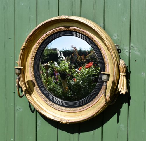 fine regency convex mirror - CATEGORY: ANTIQUE MIRRORS - DATED REGENCY