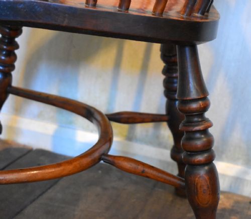 SUPERB YEW WOOD LOW BACK WINDSOR CHAIR - ADDITIONAL PHOTO 7
