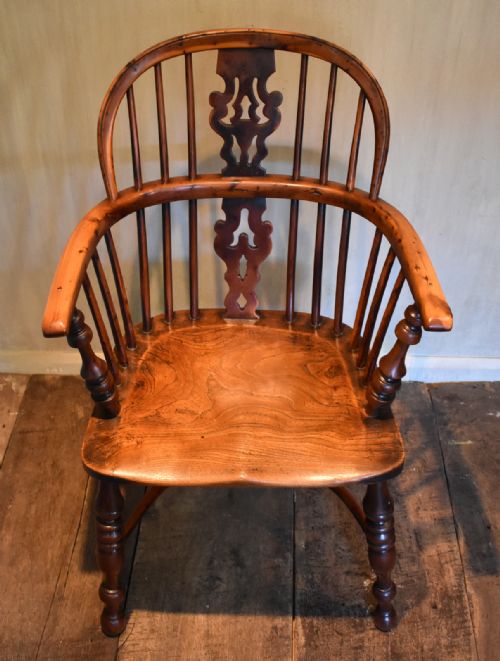 SUPERB YEW WOOD LOW BACK WINDSOR CHAIR - ADDITIONAL PHOTO 10